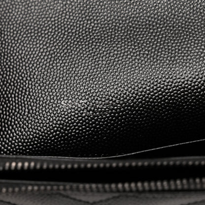 Saint Laurent Grain De Poudre Matelasse Chevron Monochrome Monogram Envelope Chain Wallet Black 6 of 13