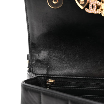 Chanel Lambskin Quilted Crystal Chocolate Bar Charm Flap Black 13 of 15