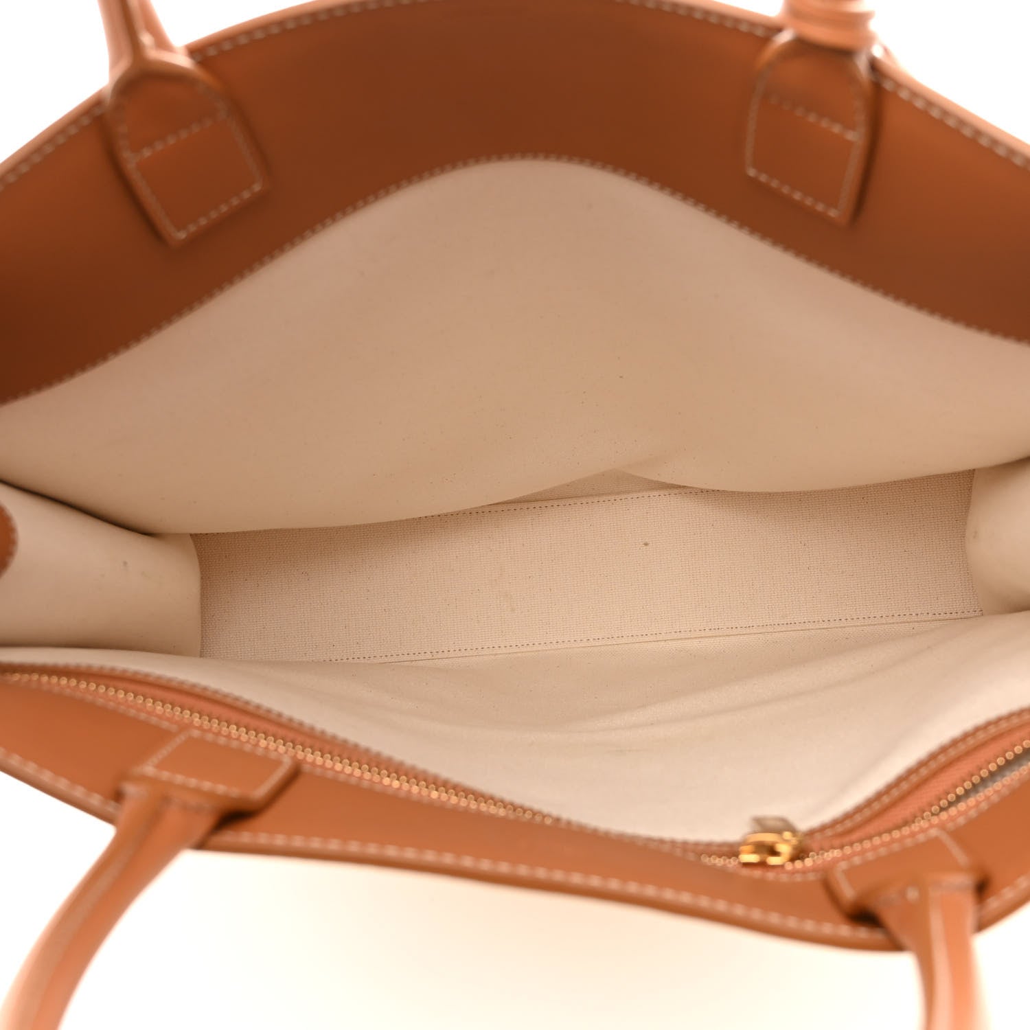 Celine Canvas Calfskin Logo Print Vertical Cabas Natural Tan 5 of 10