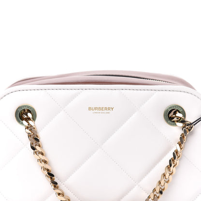 Burberry Lambskin Quilted Two-Tone Small Double Cube Bag White Tan 10 of 10