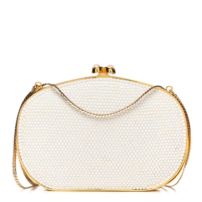 Judith Leiber Crystal Minaudiere Clutch White 1 of 6