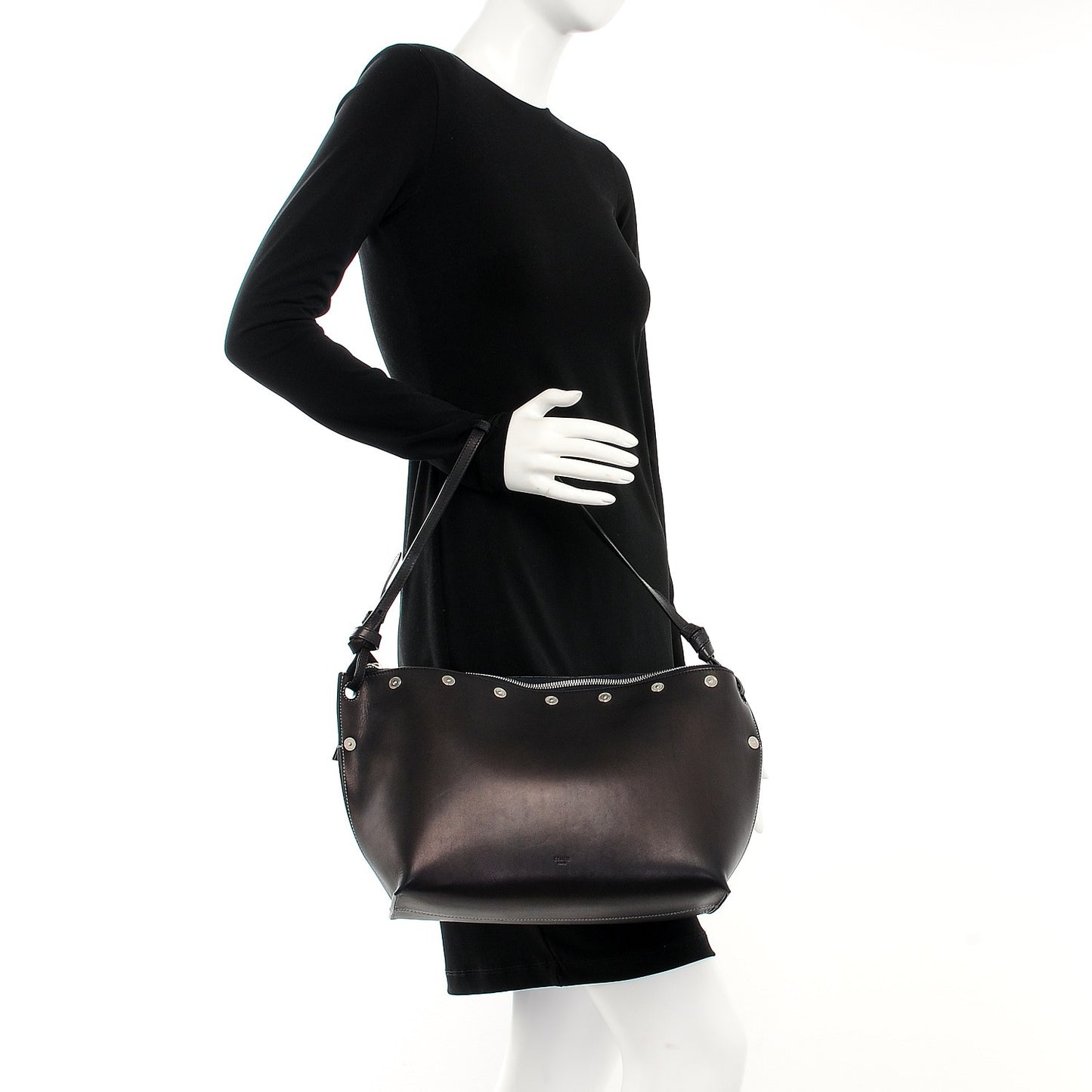 Natural Calfskin Studded Medium Sailor Bag Navy Blue