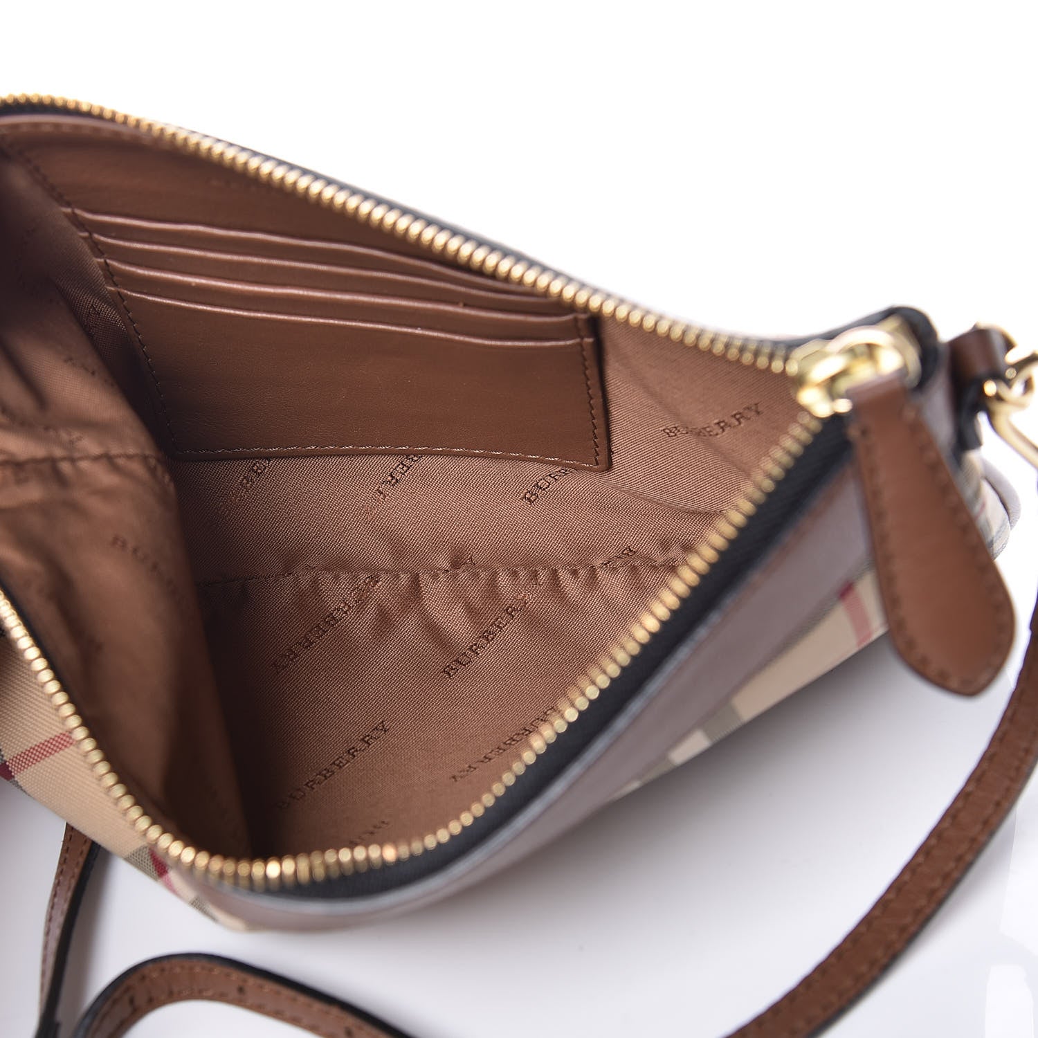 Burberry Horseferry Check Peyton Crossbody Clutch Bag Brown 5 of 15