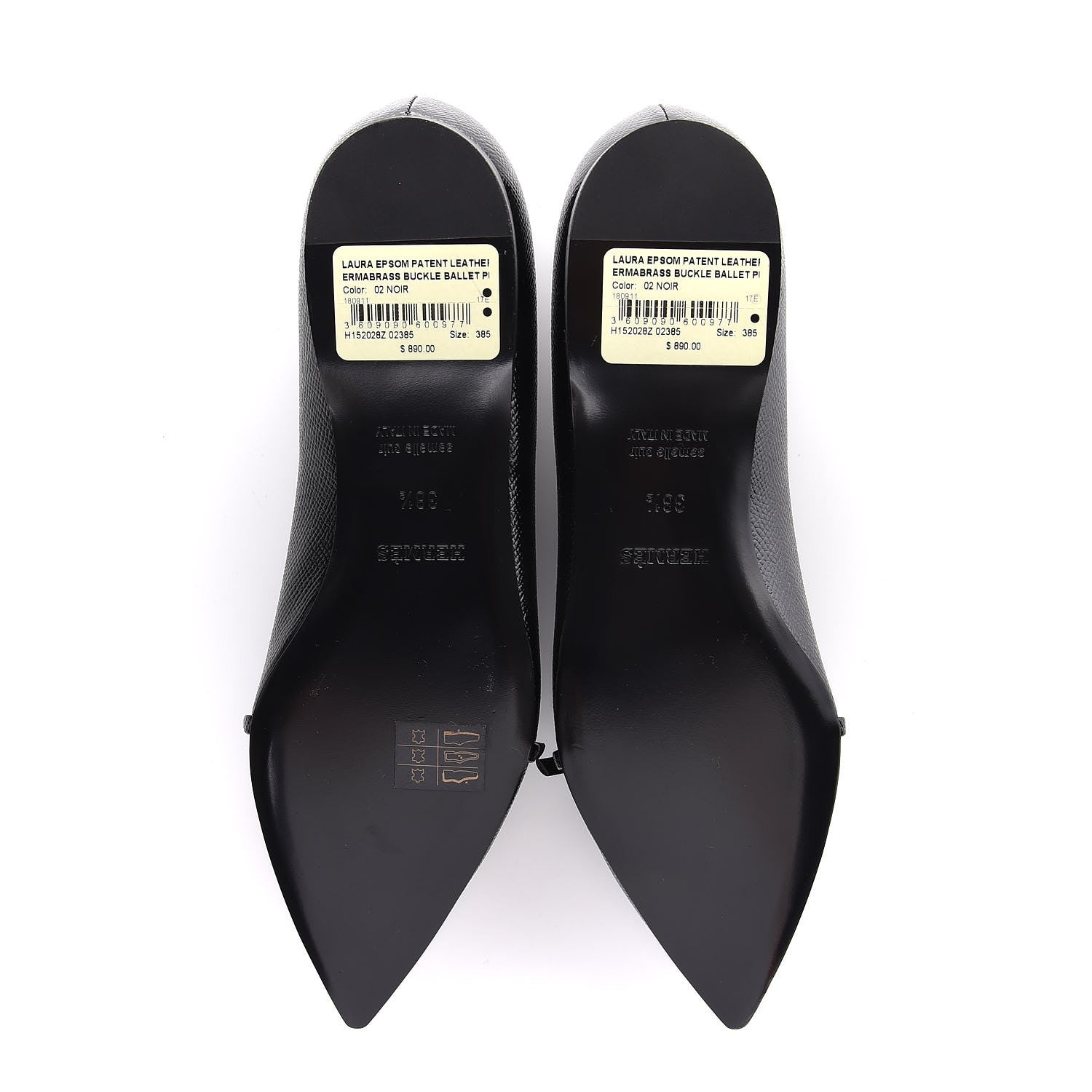 Hermes Patent Epsom Laura Ballerina Flats 38.5 Black 5 of 8