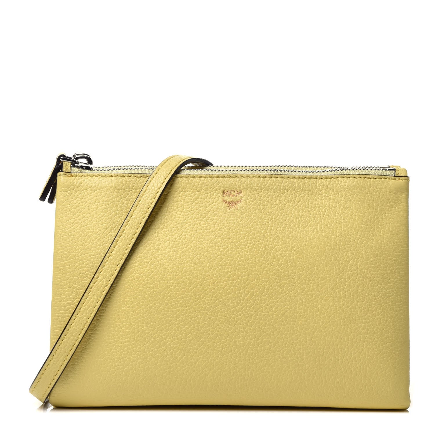 MCM Grained Calfskin Milla Double Crossbody Bag Custard Yellow 1 of 10