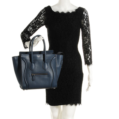 Celine Drummed Calfskin Micro Luggage Orage 2 of 8