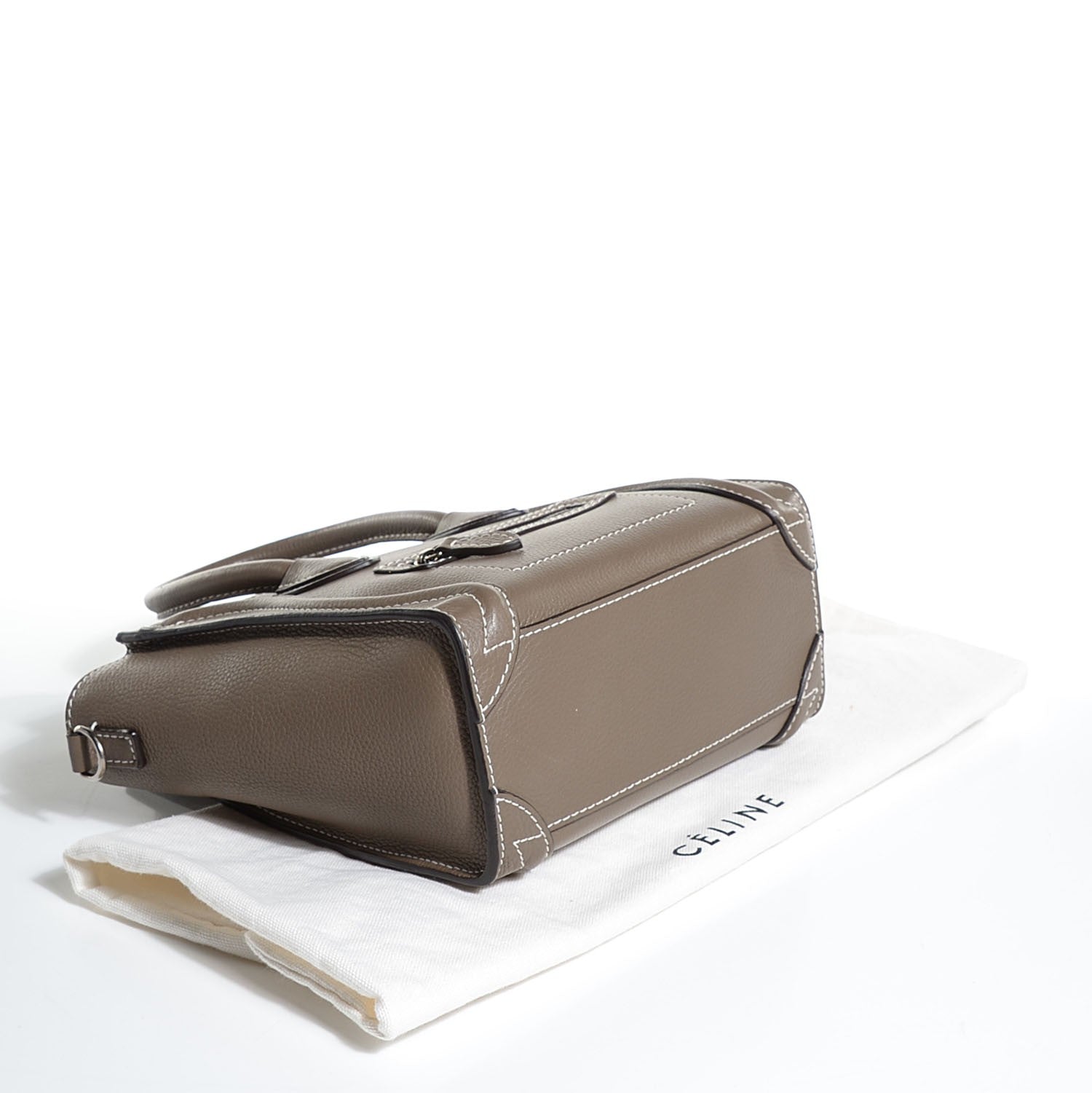 Celine Drummed Calfskin Nano Luggage Souris 4 of 8