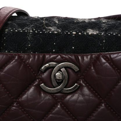 Chanel Aged Calfskin Quilted Tweed Portobello Tote Burgundy 8 of 10