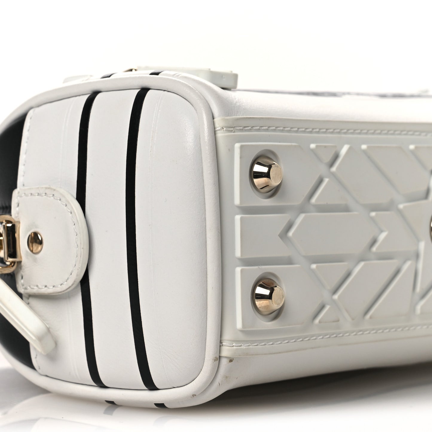Calfskin Animal Print Micro Dior Vibe Zip Bowling Bag White Multicolor