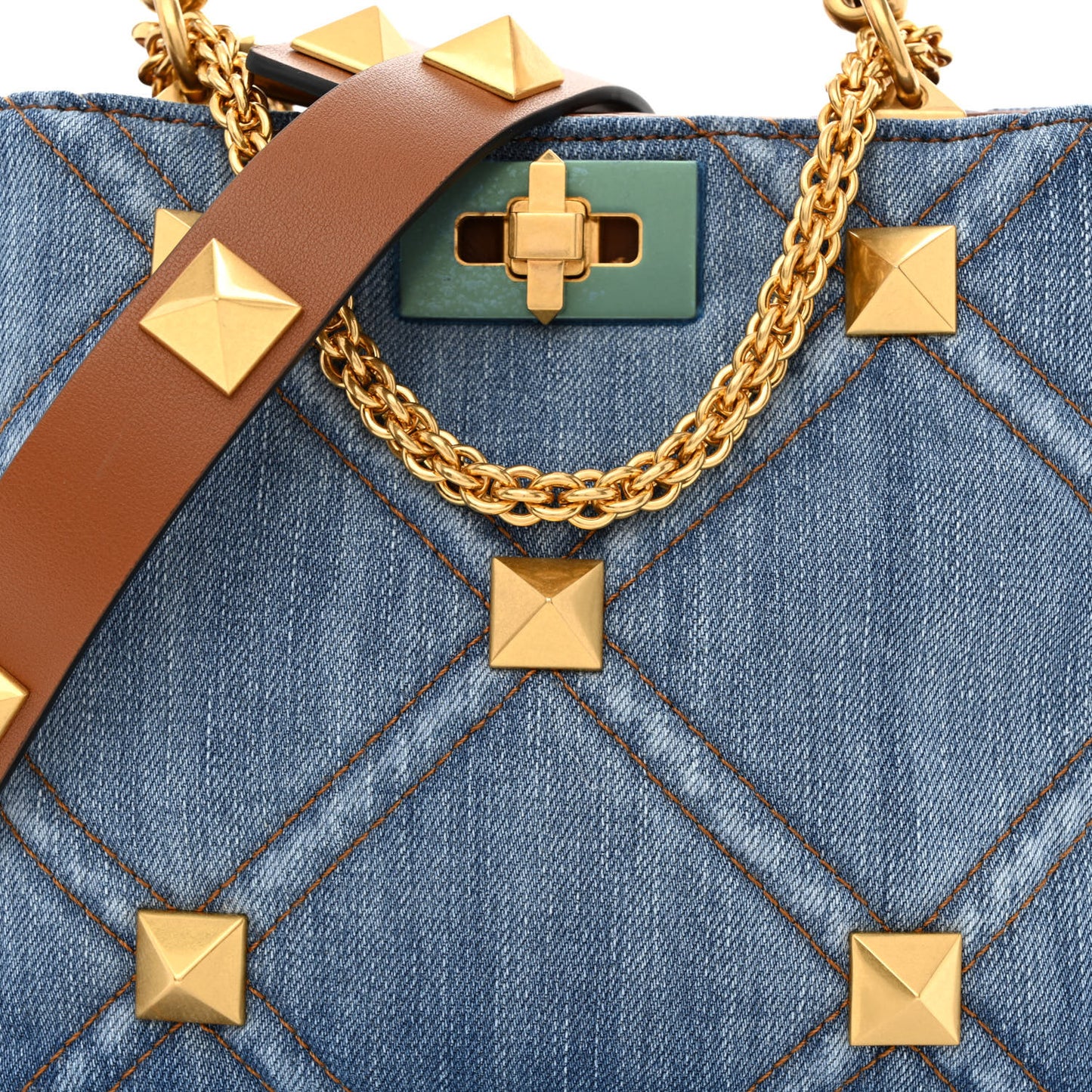 Denim Small Roman Stud The Handle Bag Light Denim Selleria