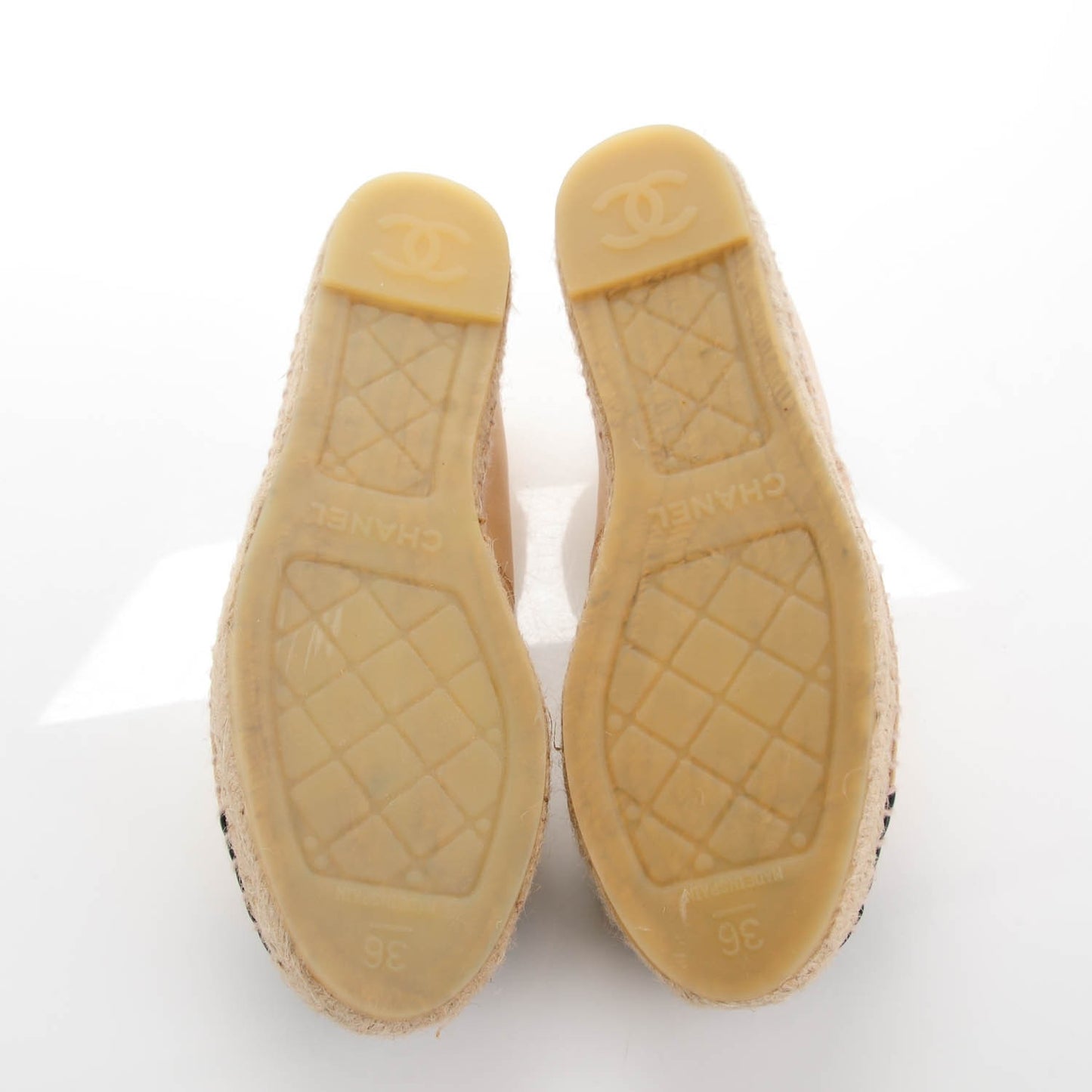 Lambskin CC Espadrilles 36 Beige Black