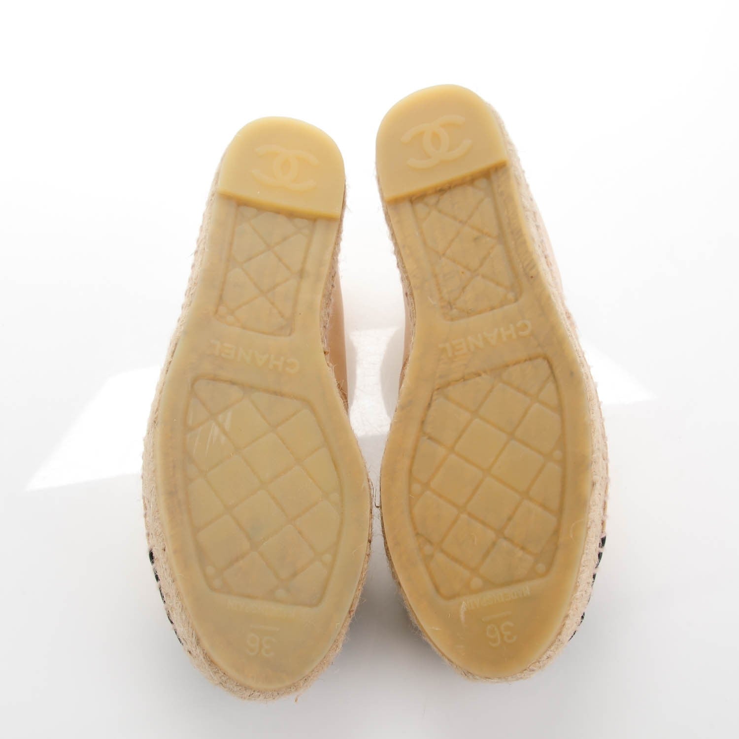 Chanel Lambskin CC Espadrilles 36 Beige Black 6 of 9