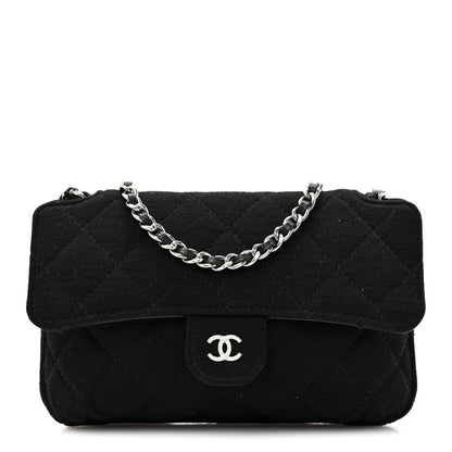 Chanel Jersey Fabric Quilted Foldable Tote With Chain Black Multicolor 1 of 18
