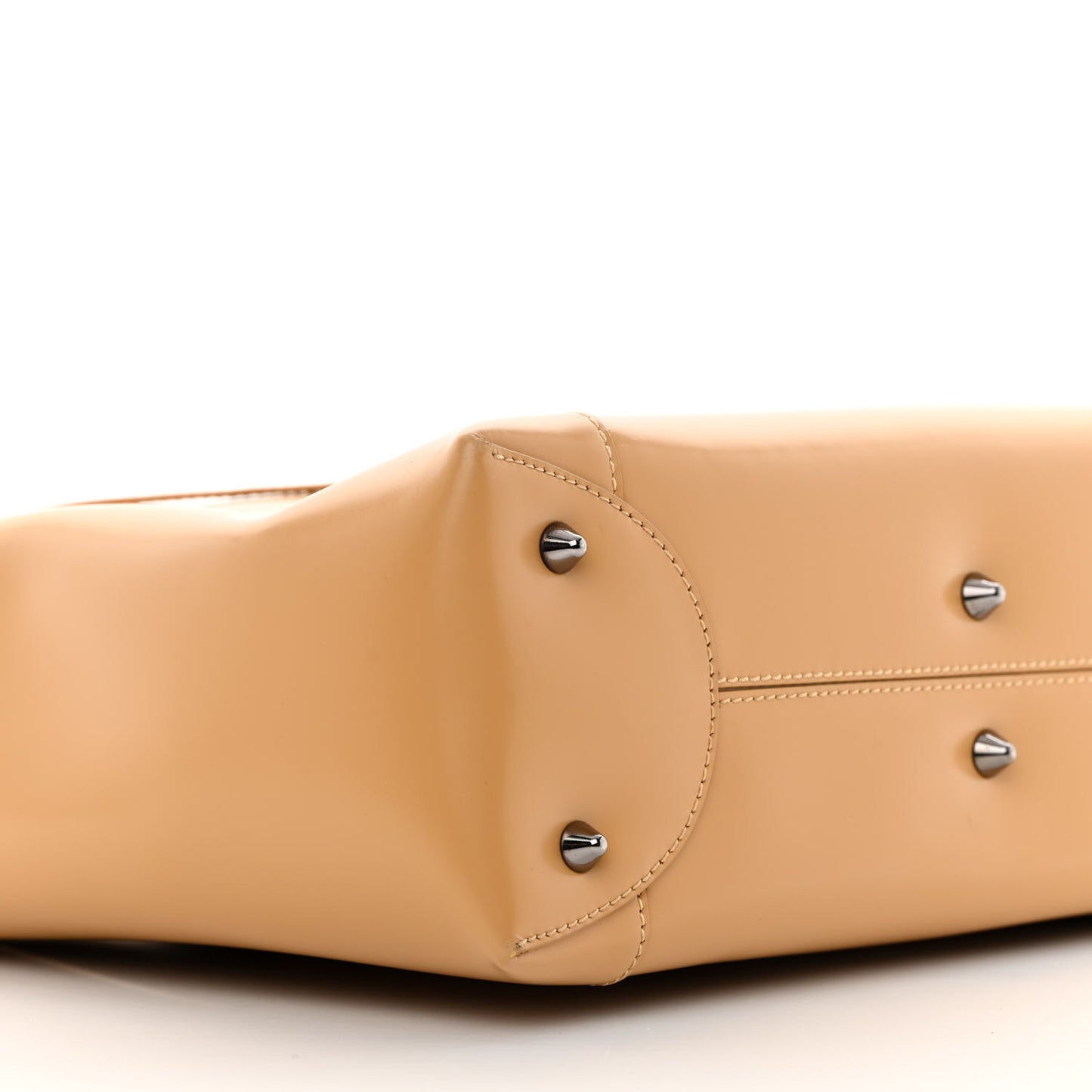 Calfskin Maris Pearl Beaded Top Handle Bag Beige