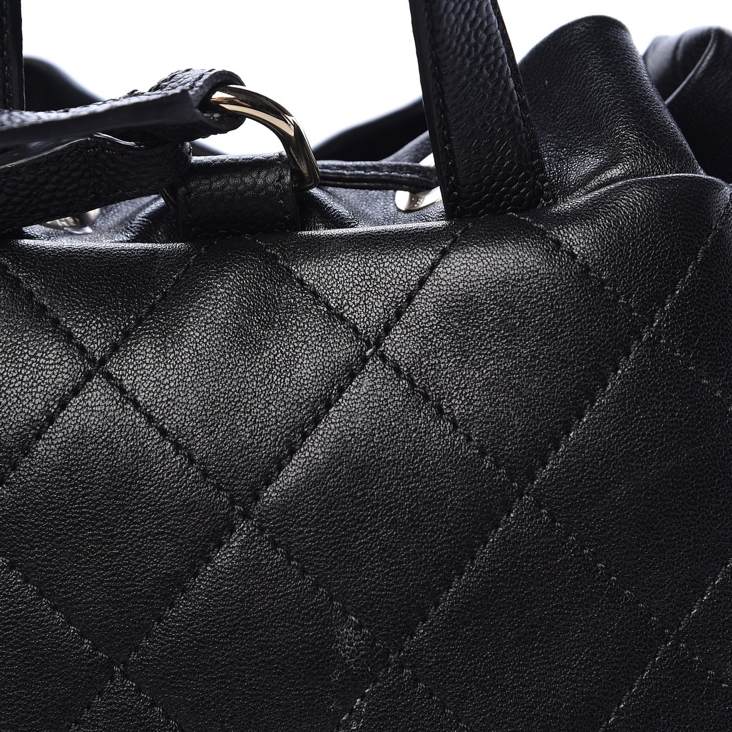 Sheepskin Caviar Quilted Daily Round Backpack Black