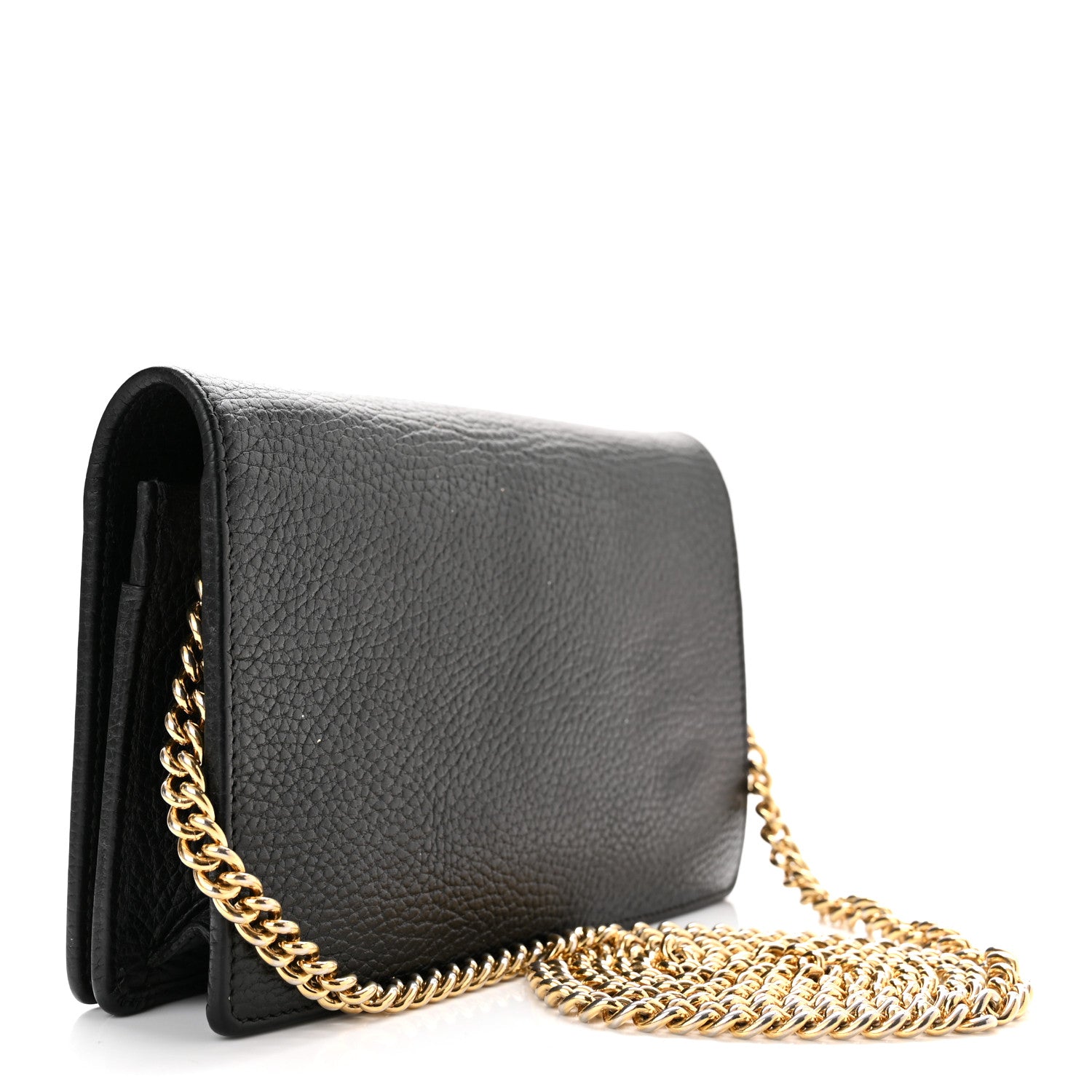 Gucci Calfskin Mini GG Marmont Chain Wallet Black 3 of 10