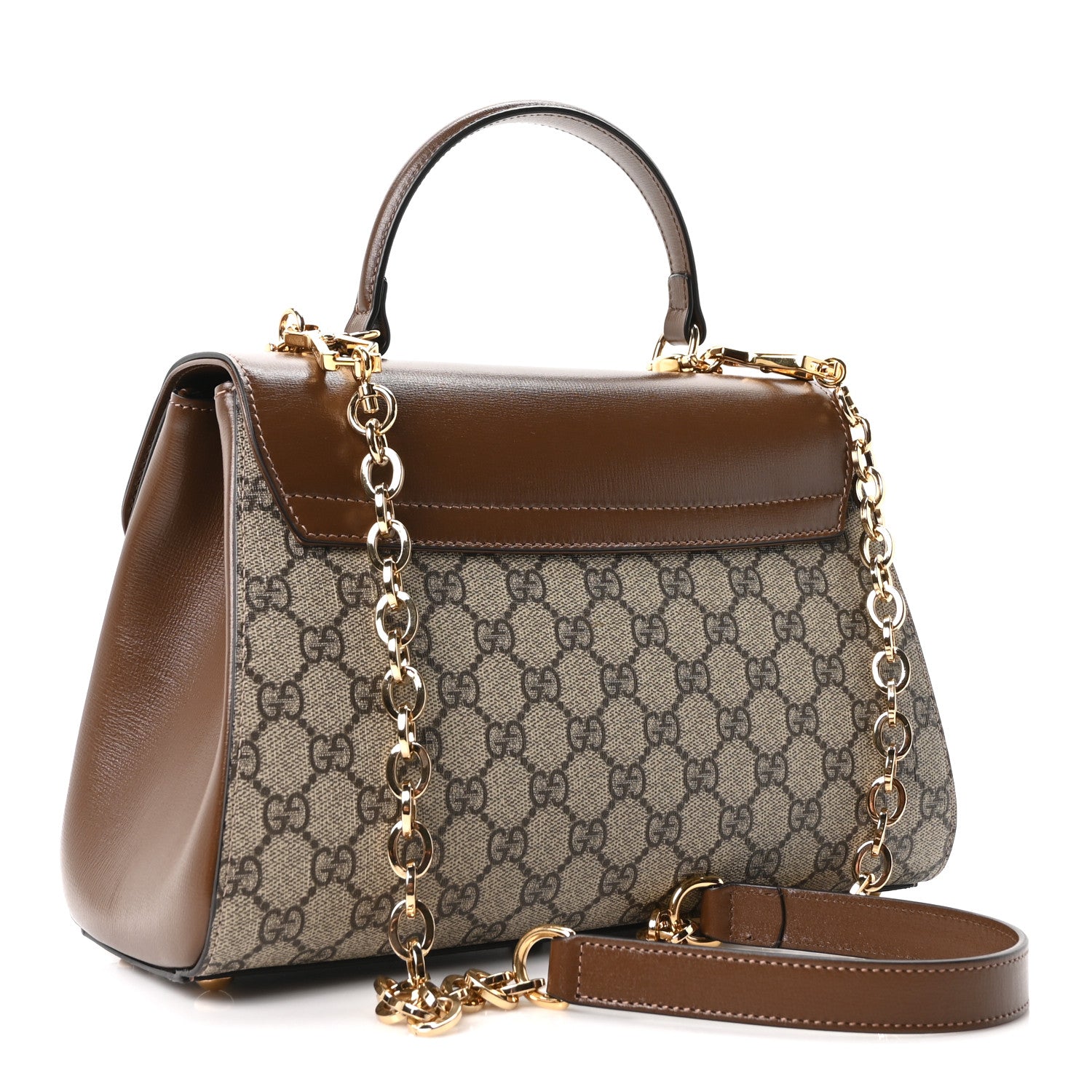 Gucci GG Supreme Monogram Calfskin Medium Horsebit 1955 Top Handle Bag Beige Ebony Brown Sugar 3 of 10