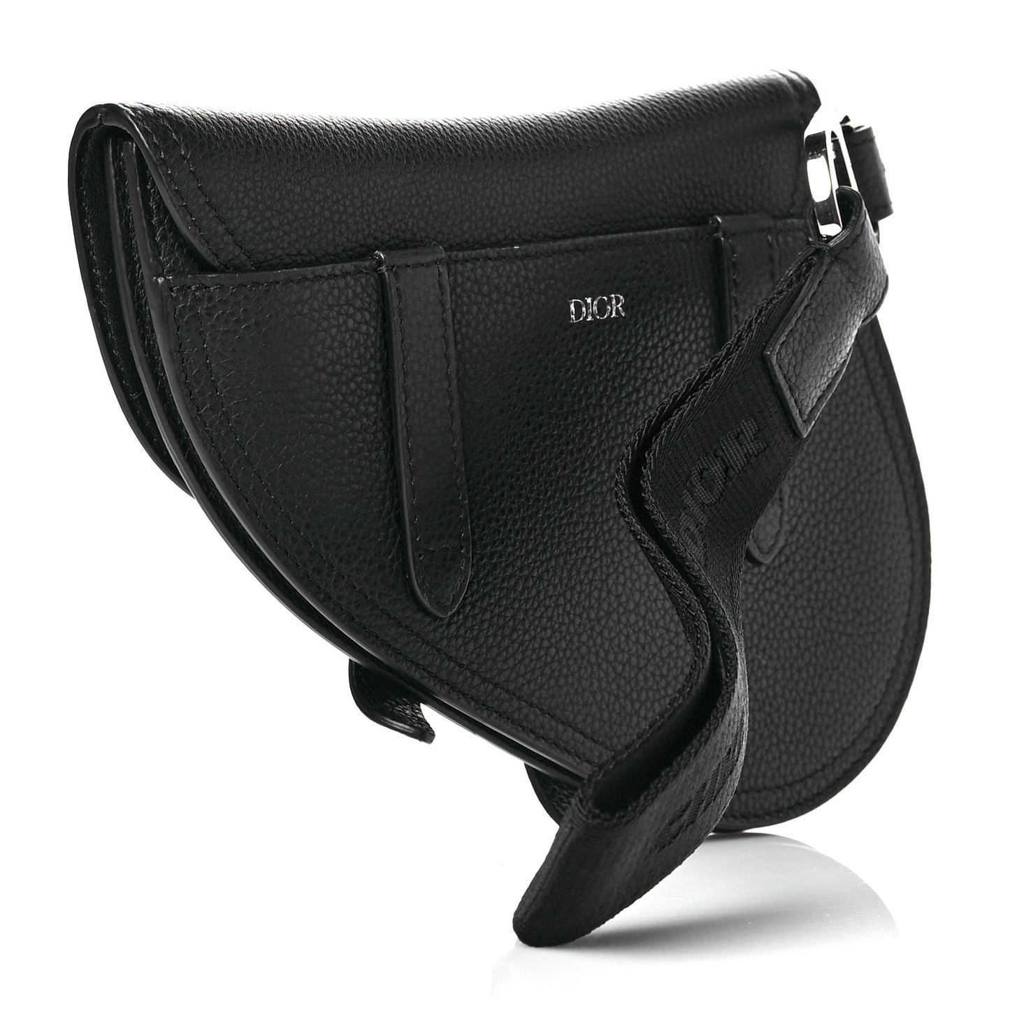 Grained Calfskin Saddle Pouch Belt Bag Black