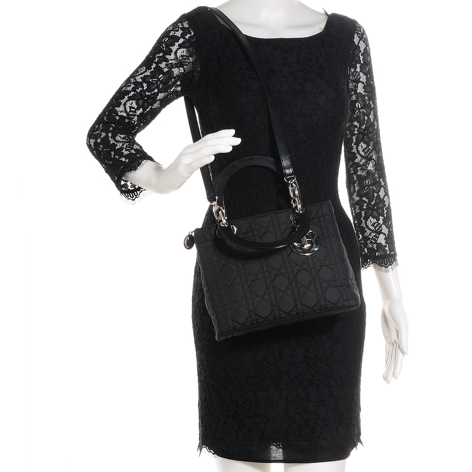 Christian Dior Nylon Cannage Medium Lady Dior Black 2 of 9