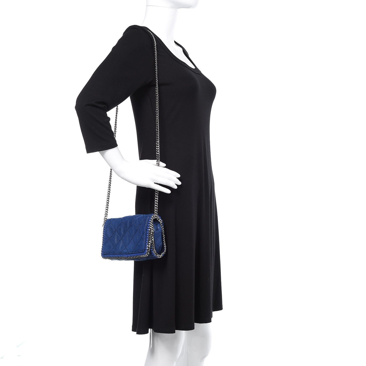 Stella McCartney Shaggy Deer Quilted Falabella Crossbody Bag Blue 2 of 9