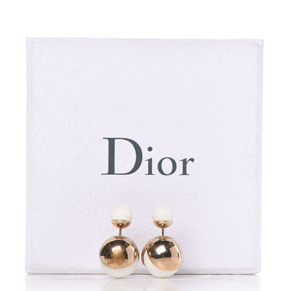 Christian Dior Mise En Dior Tribal Earrings Gold White 5 of 5