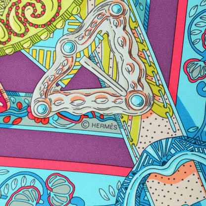 Hermes Silk Le Songe De La Licorne Scarf 90 Bleu Klein Parme Turquoise 5 of 6