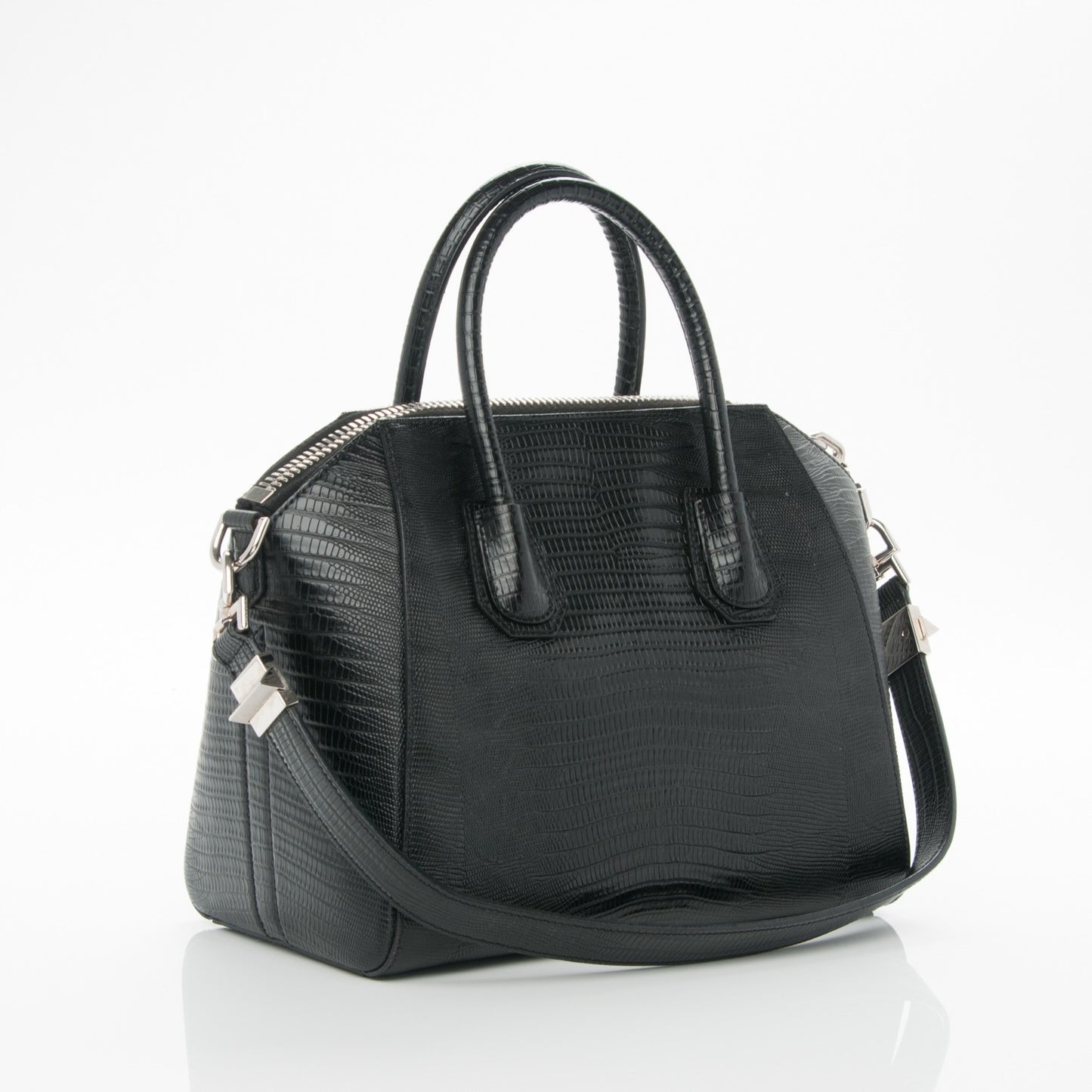 Calfskin Lizard Embossed Small Antigona Black