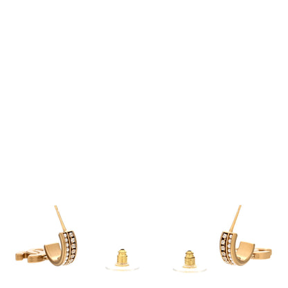 Chanel Crystal Pearl CC Hoop Drop Earrings Gold 3 of 4
