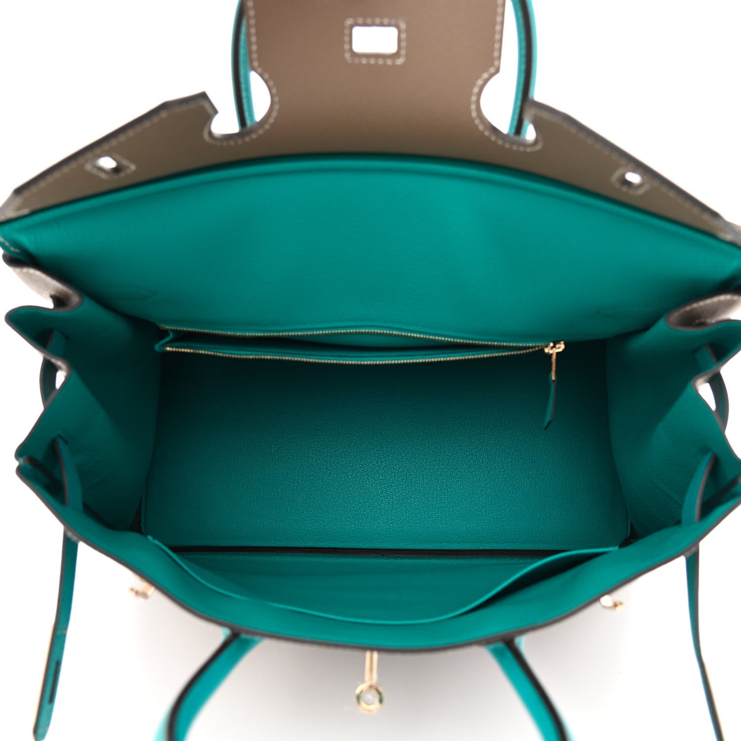 Hermes Epsom Horseshoe Birkin 35 Etoupe Bleu Paon 5 of 10