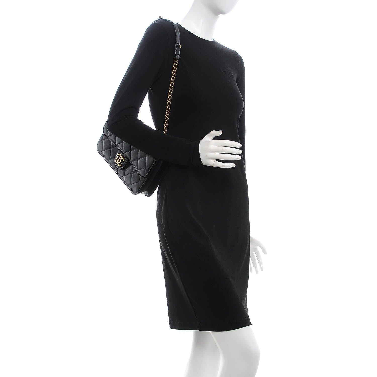 Chanel Glazed Calfskin Quilted Medium Perfect Edge Flap Black 2 of 7
