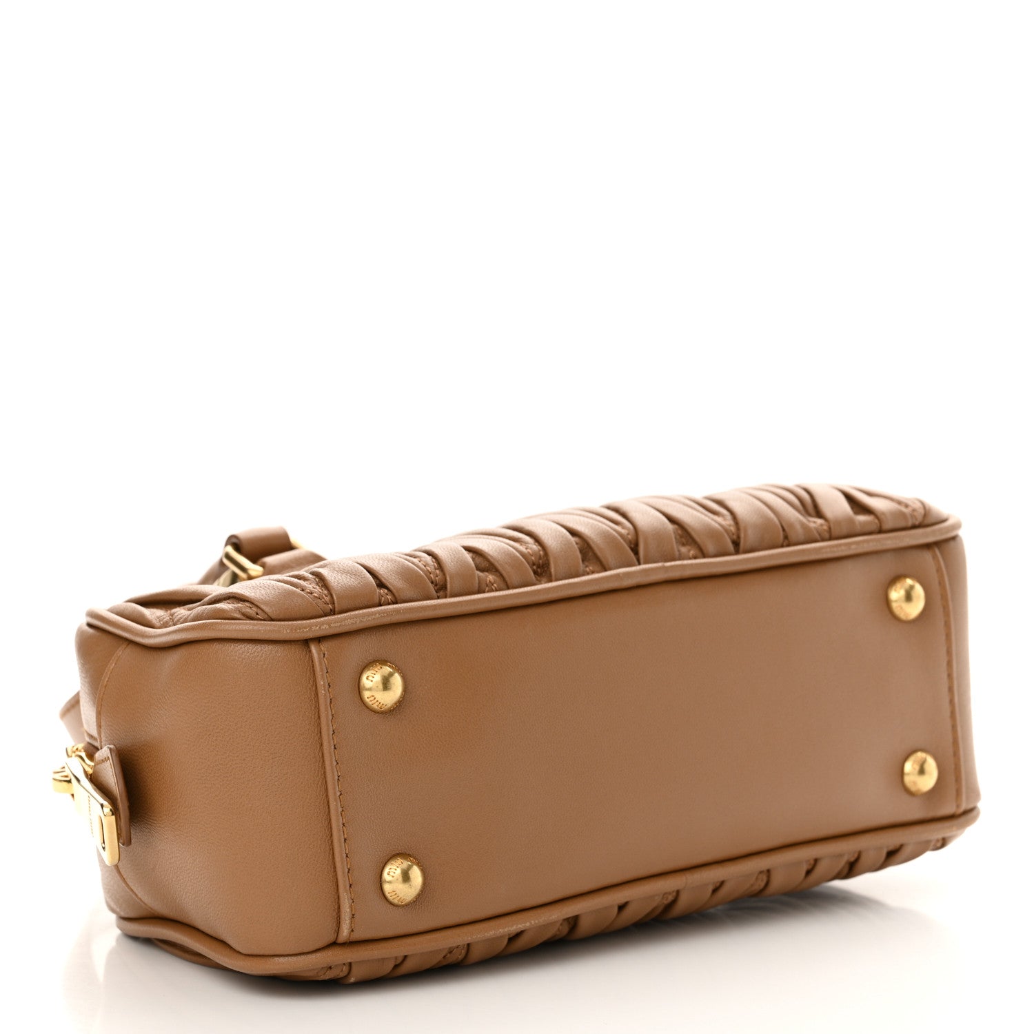 Miu Miu Nappa Matelasse Regular Arcadie Top Handle Bag Caramel