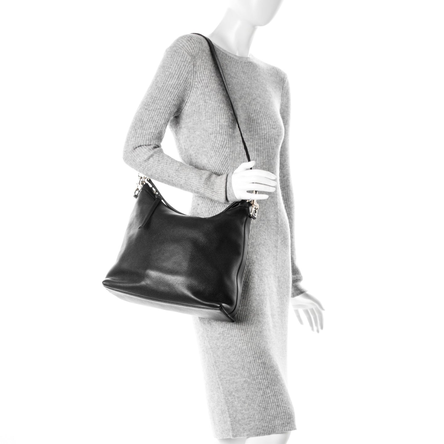 Pebbled Calfskin Small Miss GG Hobo Black