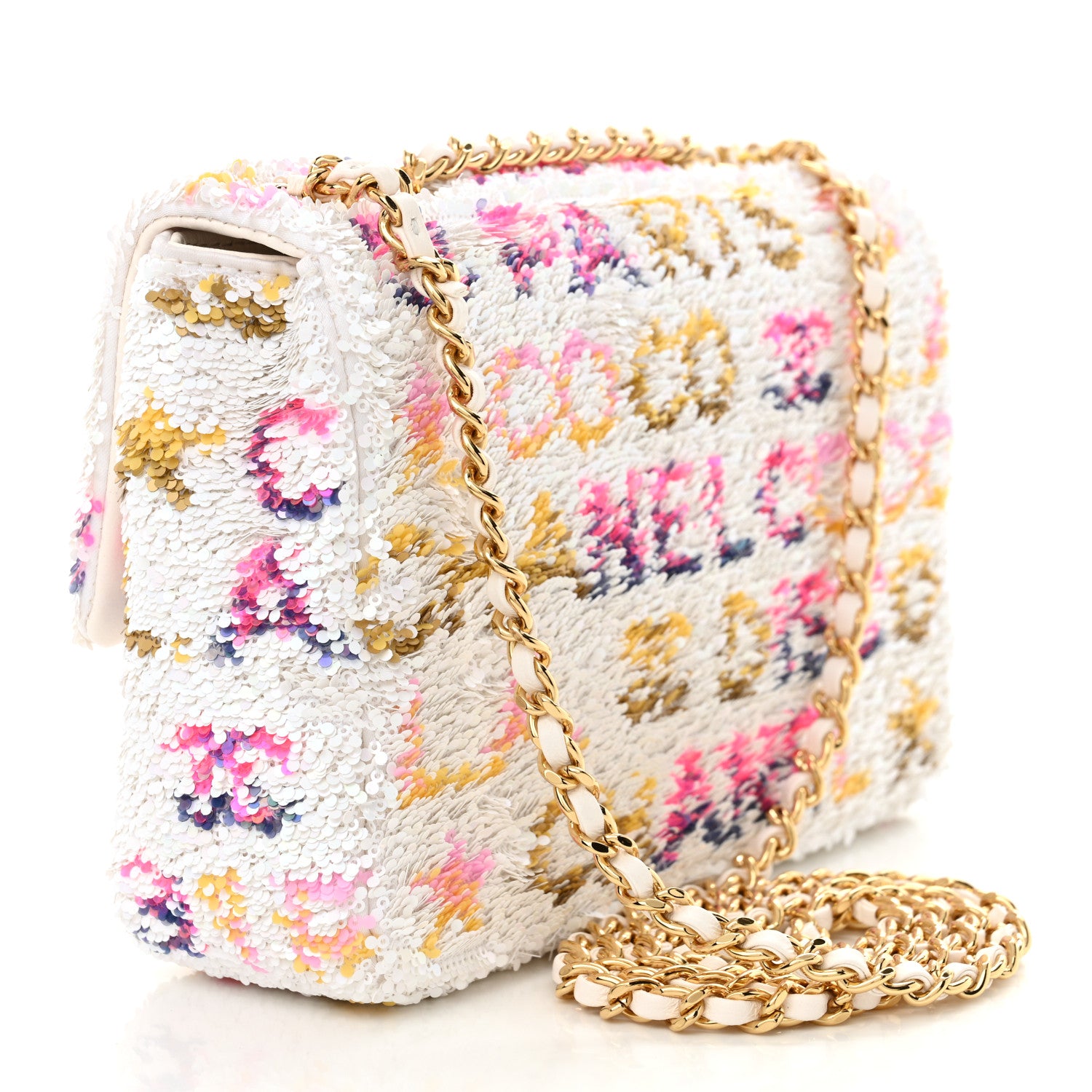 Chanel Sequin Logo Mini Rectangular Flap White Multicolor White Multicolor 3 of 11
