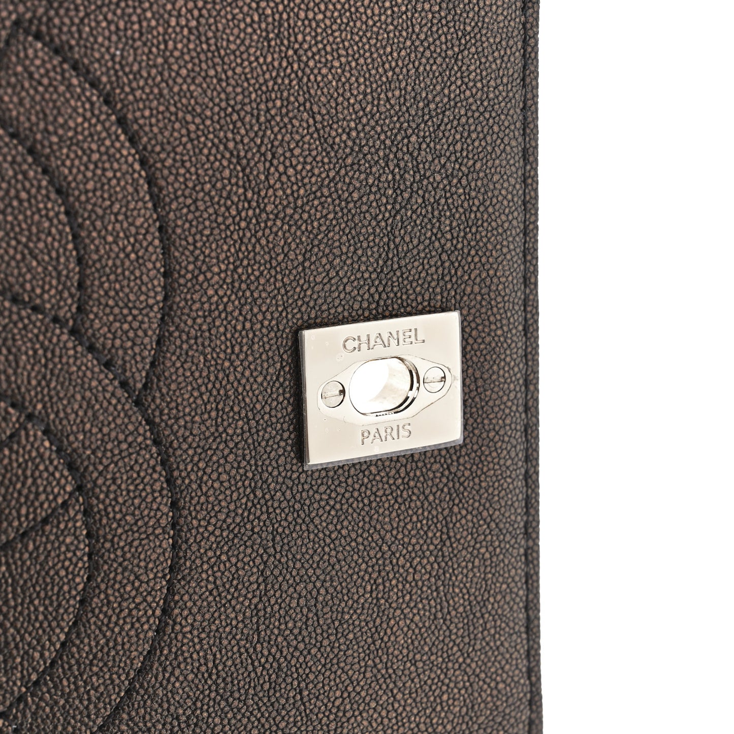 Metallic Caviar Chevron Quilted Medium Statement Flap Bronze