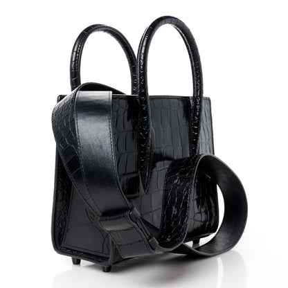 Christian Louboutin Calfskin Crocodile Embossed Mini Paloma Black 3 of 11