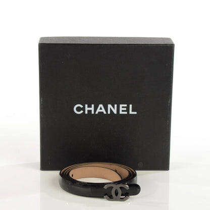 Chanel Patent Leather CC Logo Skinny Belt 90 36 Black 7 of 12