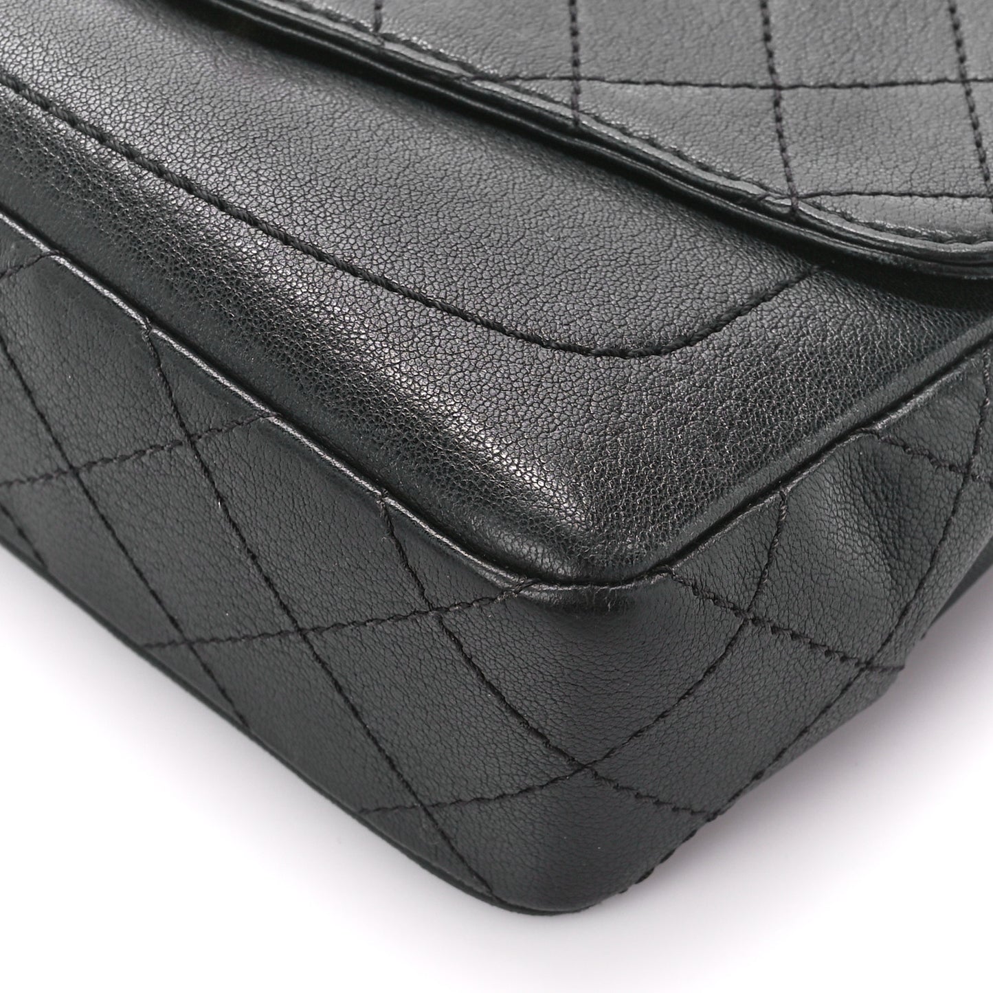 Goatskin Quilted Coco Curve Flap Messenger Flap Black