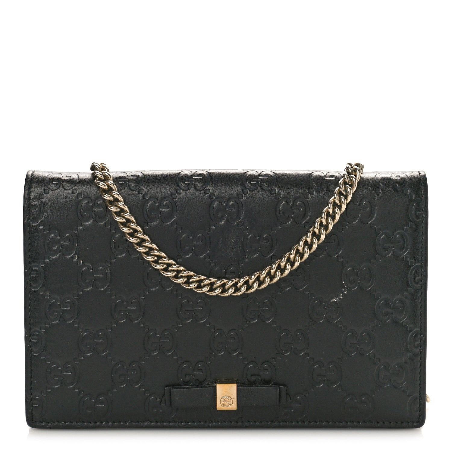 Gucci Guccissima Signature Bowy Chain Wallet Black 1 of 11