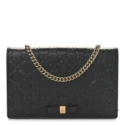 Gucci Guccissima Signature Bowy Chain Wallet Black 1 of 11
