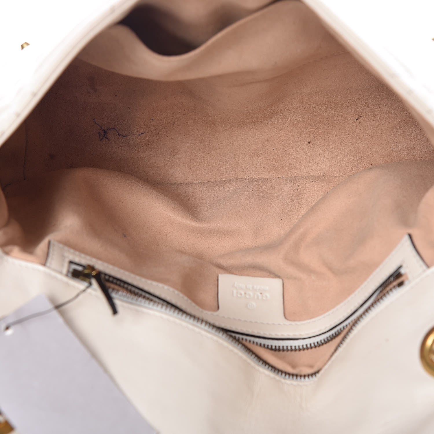 Gucci Calfskin Matelasse Studded Medium GG Marmont Shoulder Bag White 5 of 20