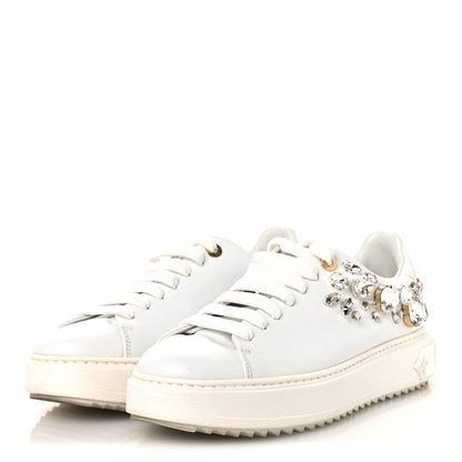 Louis Vuitton Lambskin Swarovski Crystal Monogram Time Out Sneakers 40 White 4 of 10