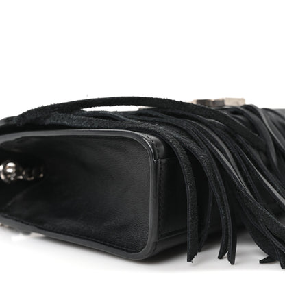 Saint Laurent Calfskin Fringe Small Monogram Satchel Black 9 of 10