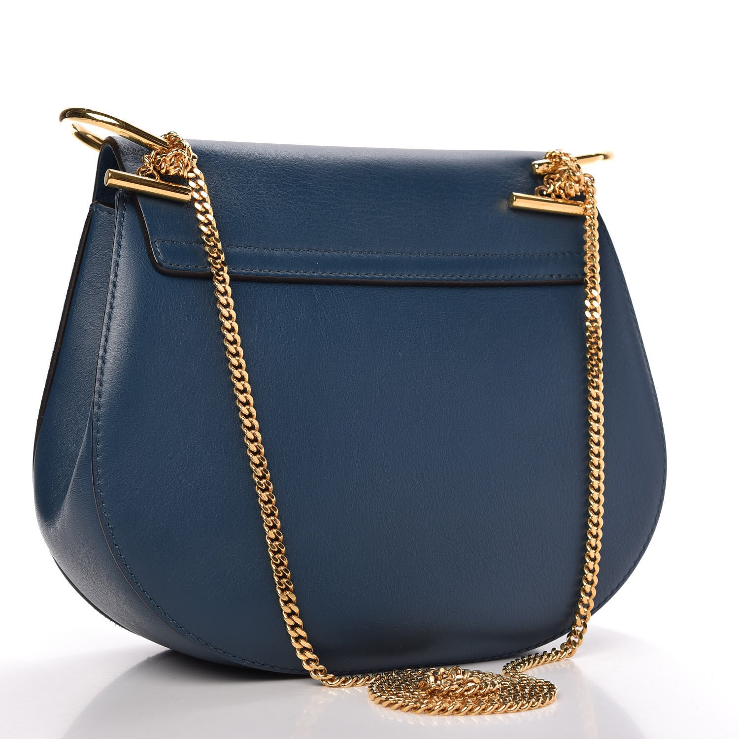 Chloe Suede Smooth Calfskin Drew Shoulder Bag Majolica Blue 3 of 11