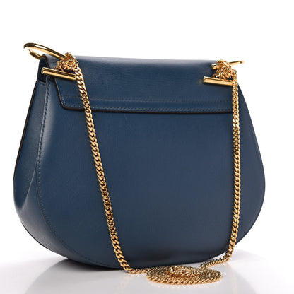 Chloe Suede Smooth Calfskin Drew Shoulder Bag Majolica Blue 3 of 11