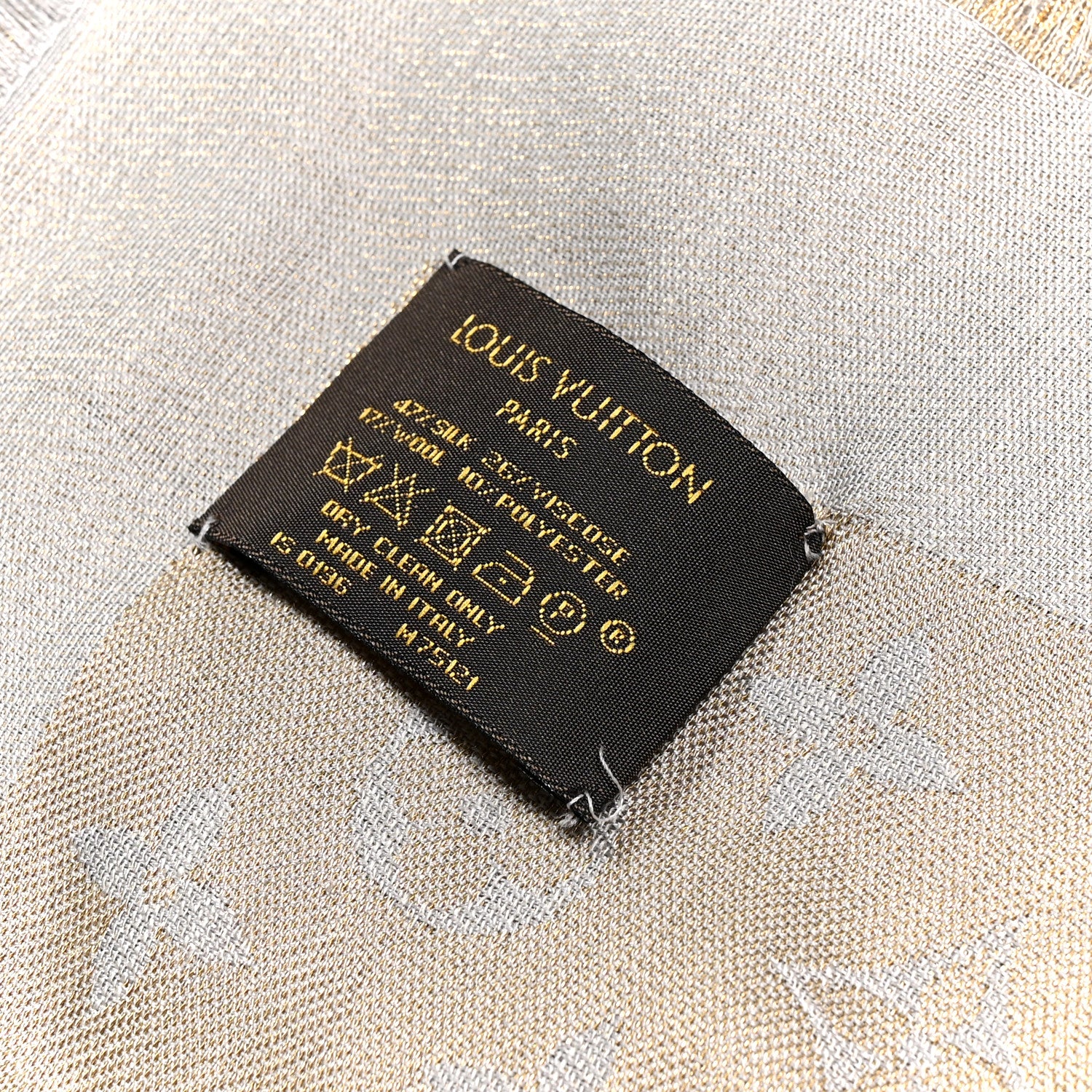 Louis Vuitton Silk Lurex Wool Monogram Shine Shawl Greige 3 of 5