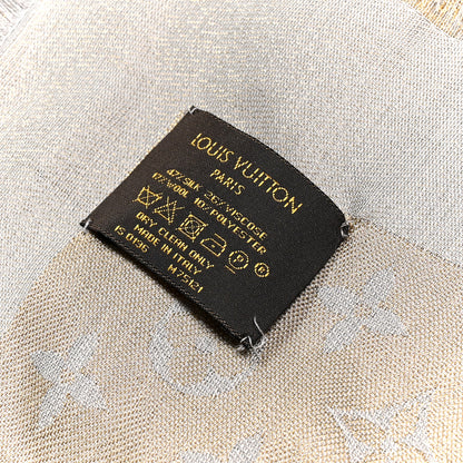 Louis Vuitton Silk Lurex Wool Monogram Shine Shawl Greige 3 of 5