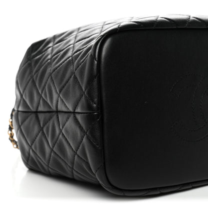 Chanel Lambskin Quilted Large Perfect Meeting Hobo Black 9 of 11