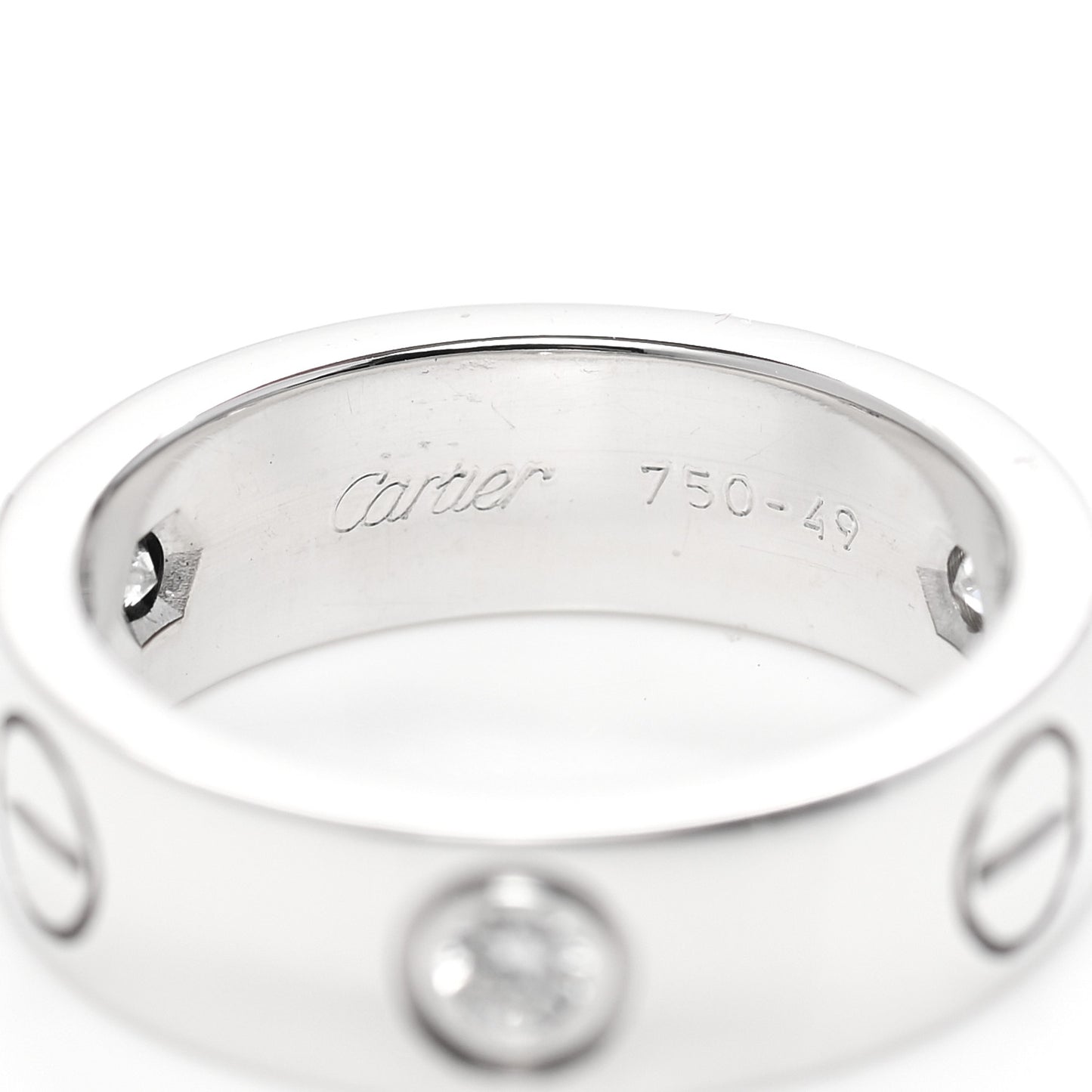 18K White Gold 3 Diamond 5.5mm LOVE Ring 49 4.75