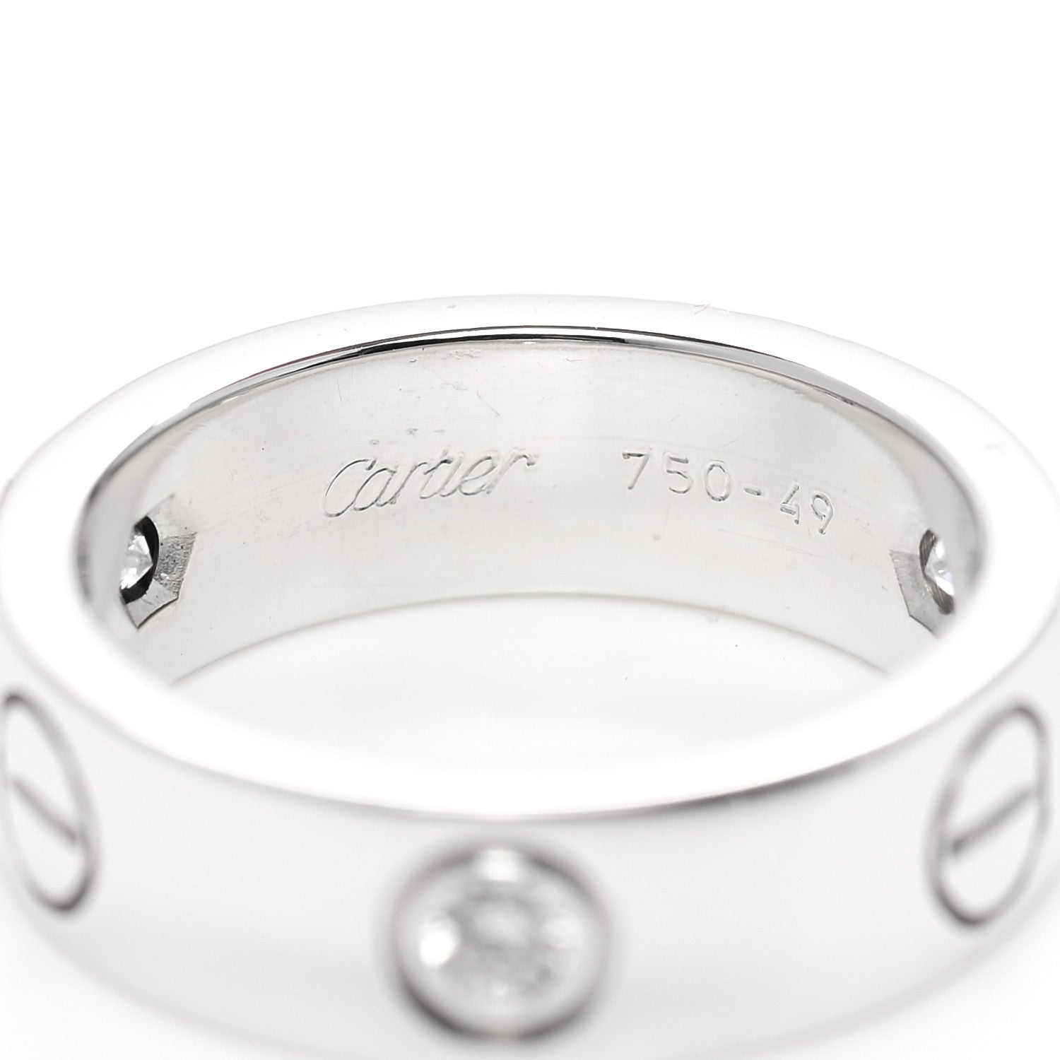 Cartier 18K White Gold 3 Diamond 5.5mm LOVE Ring 49 4.75 4 of 6