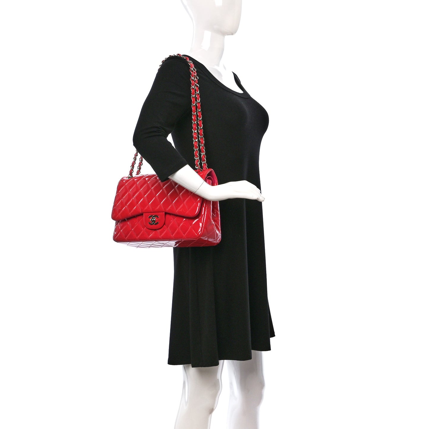 Patent Quilted Jumbo Double Flap Pink